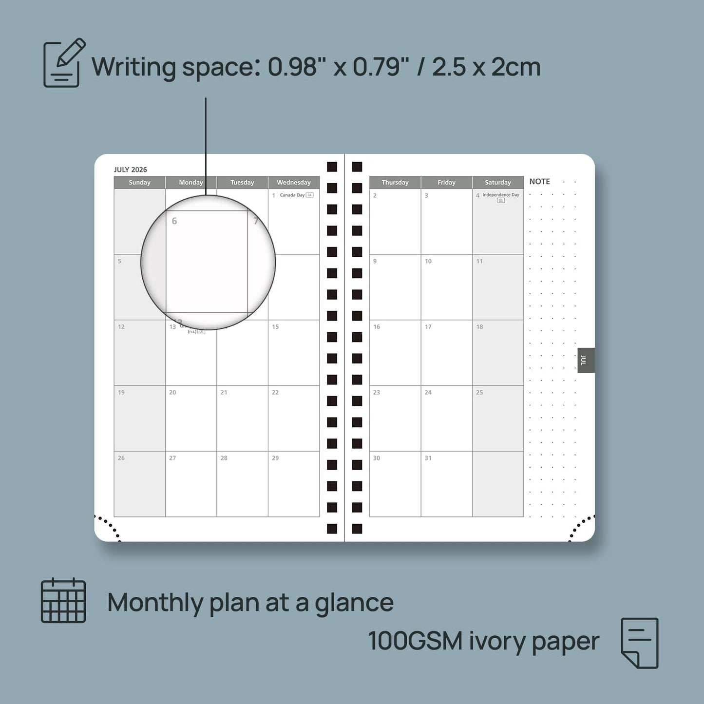 POPRUN Pocket 2026 Planner (Small Size- 4'' x 6.25'') Weekly and Monthly for Purse - Calendar 2026 (Jan. 2026 - Dec.2026) with Soft Cover, Plastic Ruler - Green