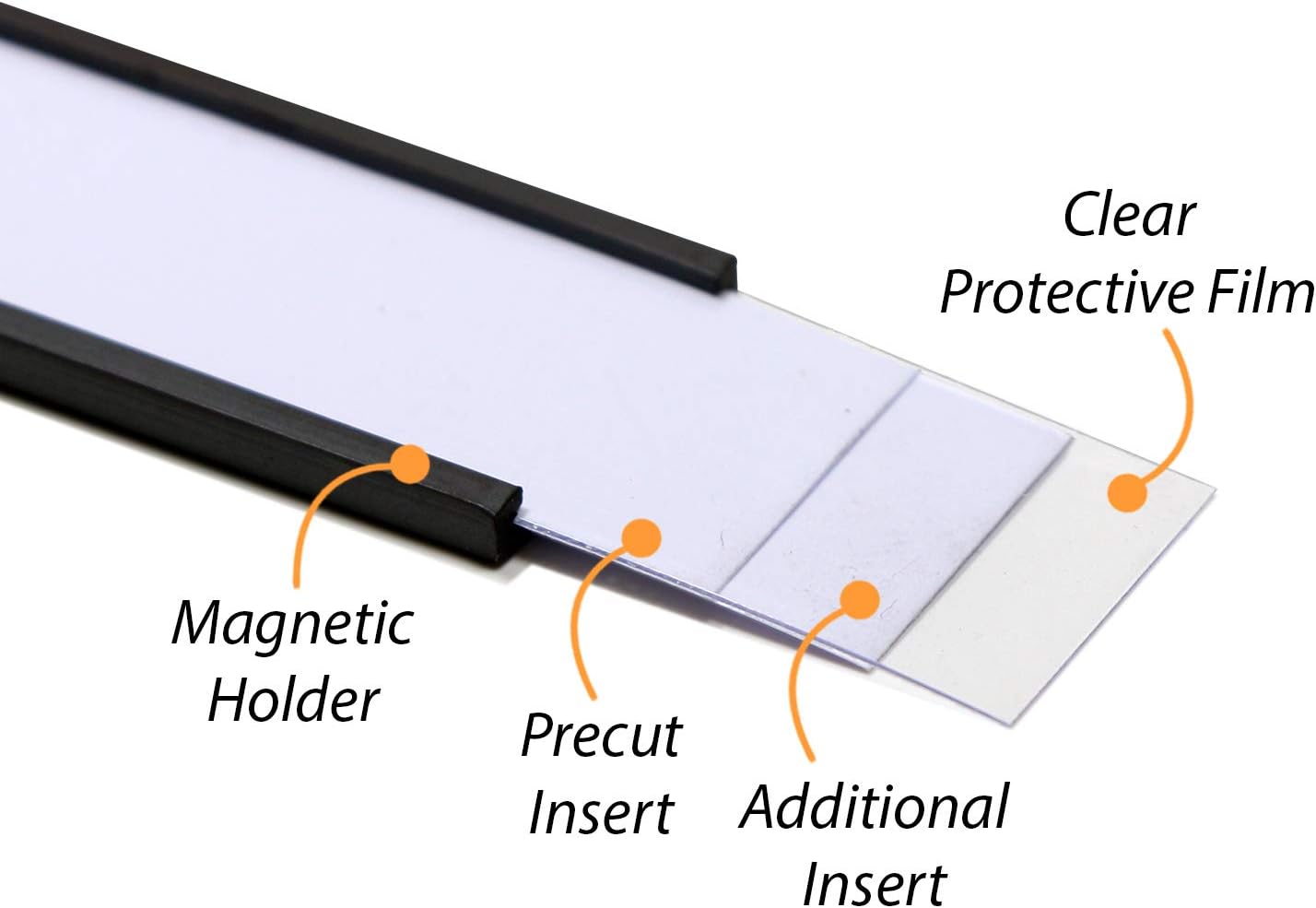 SmartSign Magnetic 'C' Channel Label Holders for Metal Racks and Shelves | 0.75" x 6" Pack of 25