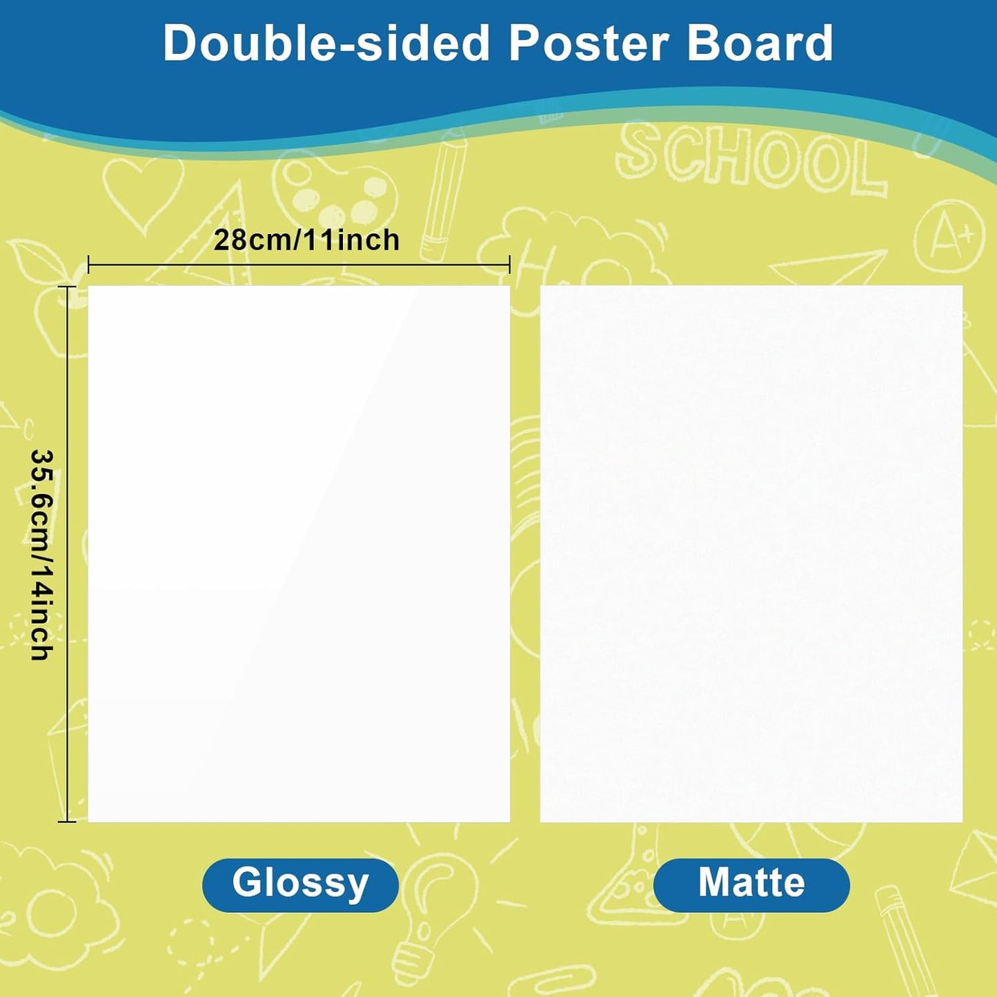 18 Pcs Poster Board 11" x 14" White Poster Paper Boards Bulk 250GSM Posterboard Vision Board Smart Poster Board Paper for School Arts Craft Projects Drawing Display