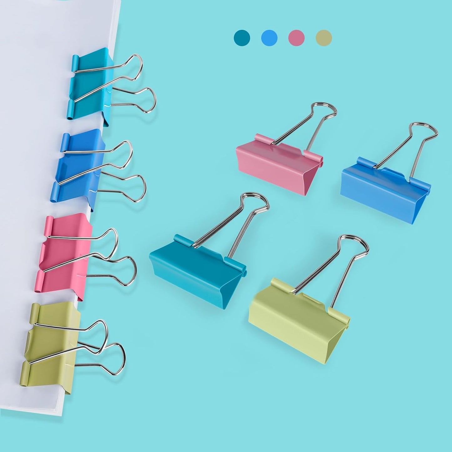 Ufmarine Medium Binder Clips 1.25 inch Length, (40 Pcs) Colorful Paper Clips Medium for Office
