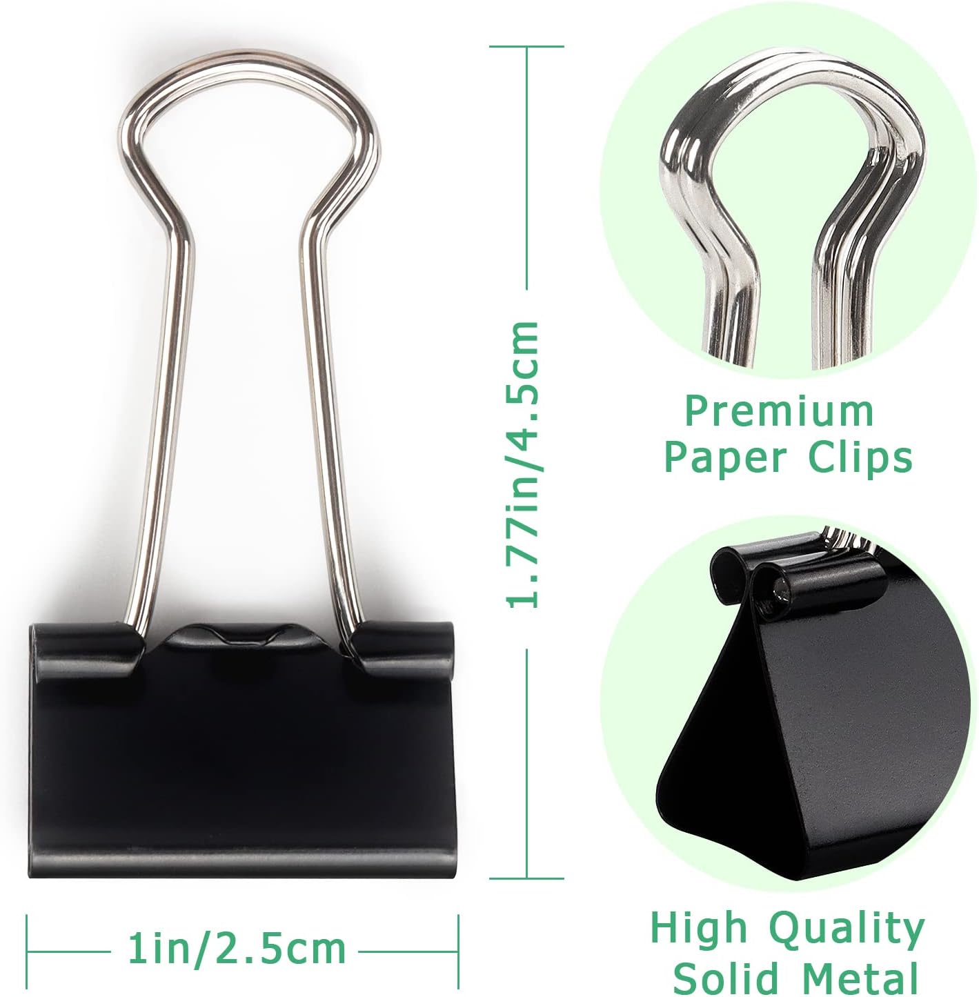 ZZTX Black Binder Clips Paper Clamps Clips Small Size, 1.0 Inches, 36 Pack