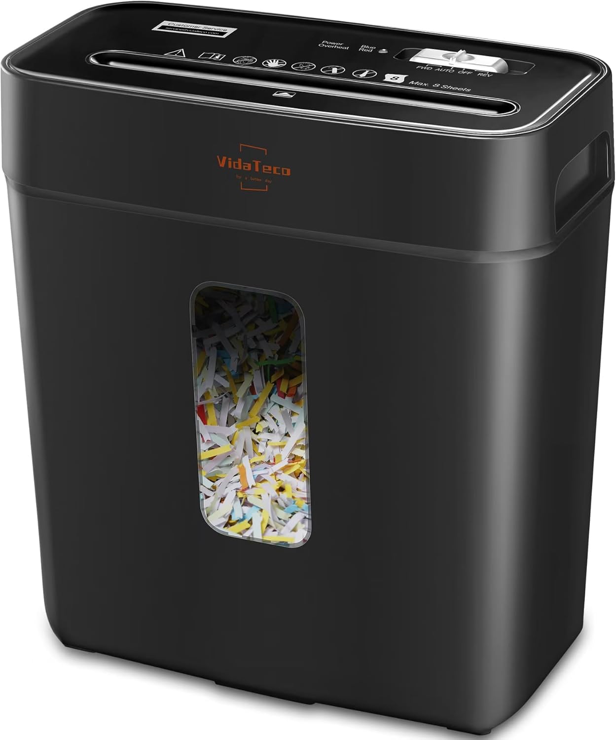 Shredder for Home Use 8-Sheet Cross-Cut Paper Shredder with P-4 Higher Security,Shred Card/Clip/Staple,Small Document Shredding Machine for Home Office Heavy Duty with Jam Proof,3.04-Gal Bin