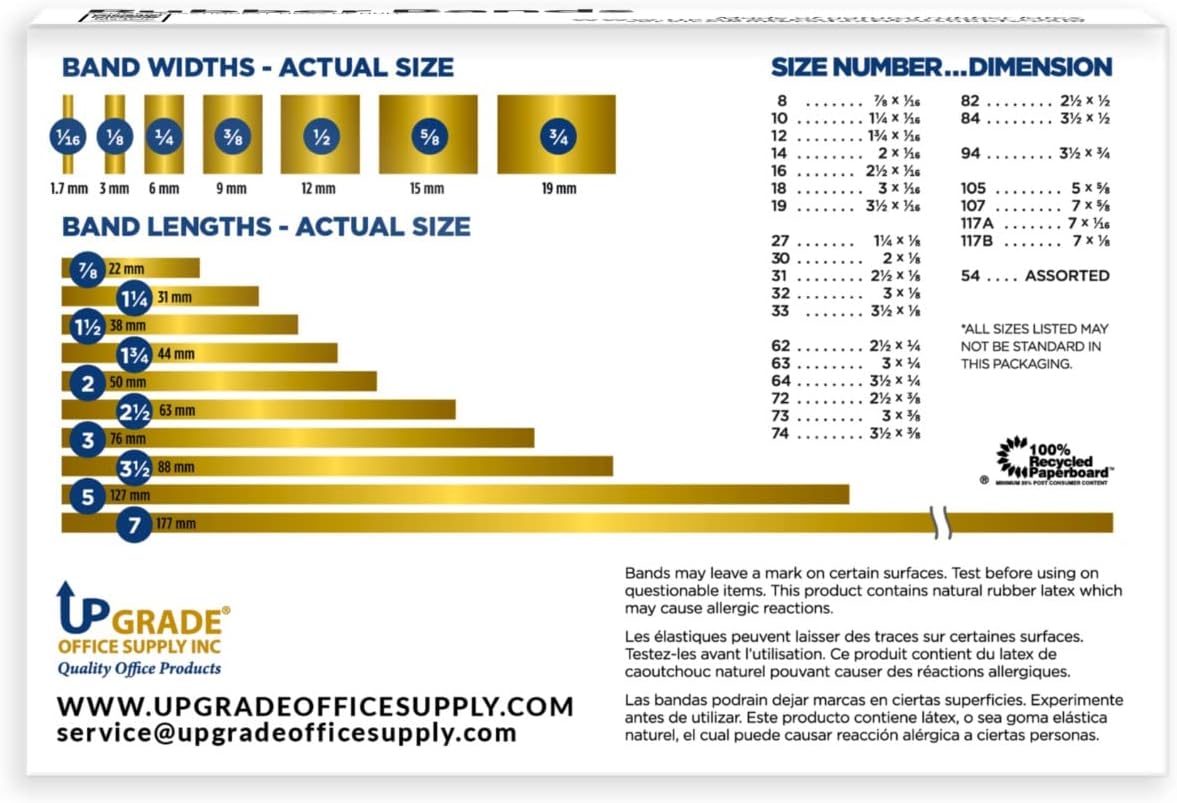Upgrade Office Supply UPG22564 Rubber Bands, Size 64 (3-1/2 x 1/4), 320 Bands, 1 lb Box, USA