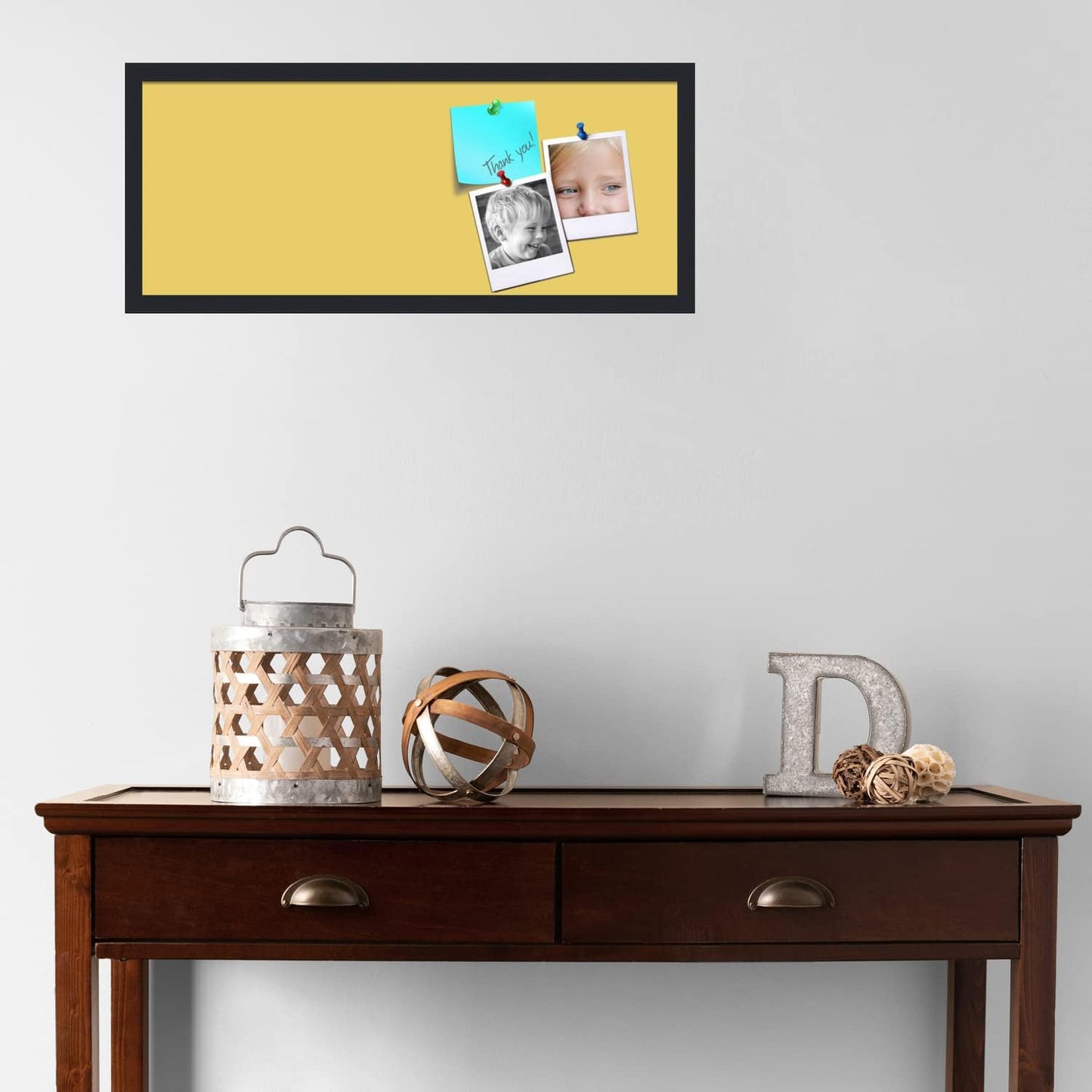 PinPix 30x12 Inch Cork Bulletin Board. This Decorative Framed Pin Board Comes with Honey Pastel Design and a Satin Black Frame. Ideal for Home Office Decor or Message Board (PinPix-1810)