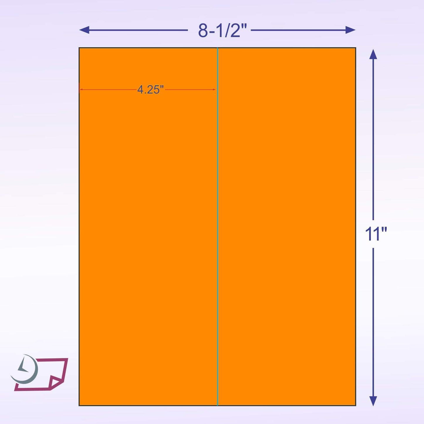 NextDayLabels 8-1/2 x 11" Neon Color High Light Fluorescent Labels for Laser & Inkjet Printer (Orange Fluorescent, 4-1/4" x 11" - 2 Per Page | 50 Labels)