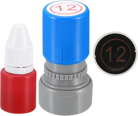PATIKIL Number Stamps Self Inking, Numeral 12 Number Stamp Teacher Stamp Initial Stamp Ink Stamp for Class Notebook Scrapbooking DIY Craft Style 2, Red Ink