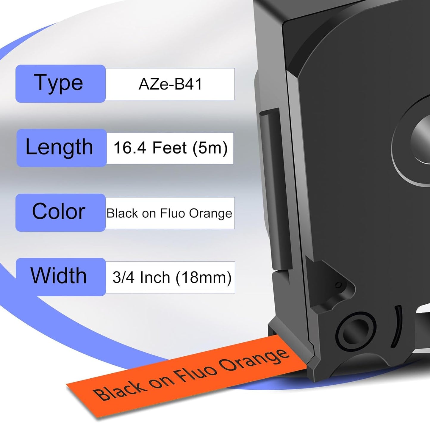 2 Pack Compatible for Ptouch TZe-B41 TZ-B41 TZe TZ Label Tape 18mm 0.7'' Laminated Black on Fluo Orange Label Maker Tape for PT-D600 PT-D610BT PT-D600VP PT-P710BT PT-P750W