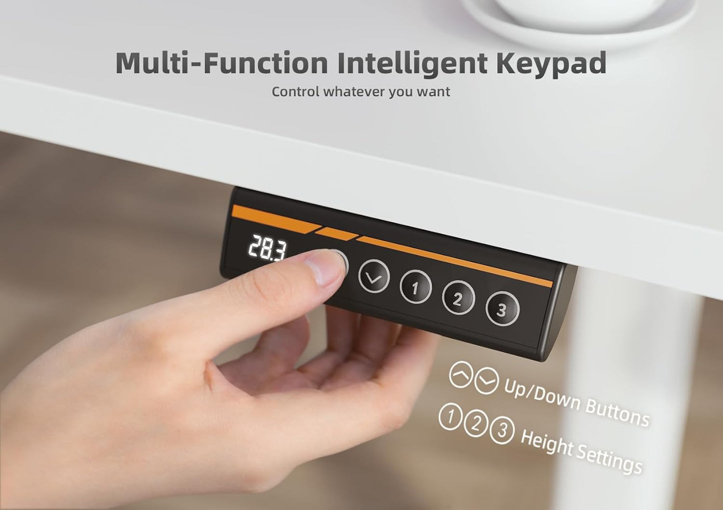 YDN Standing Desk with Keyboard Tray, 48 Inch Height Adjustable Desk with Cable Management, White Stand Up Desks for Home and Office, White