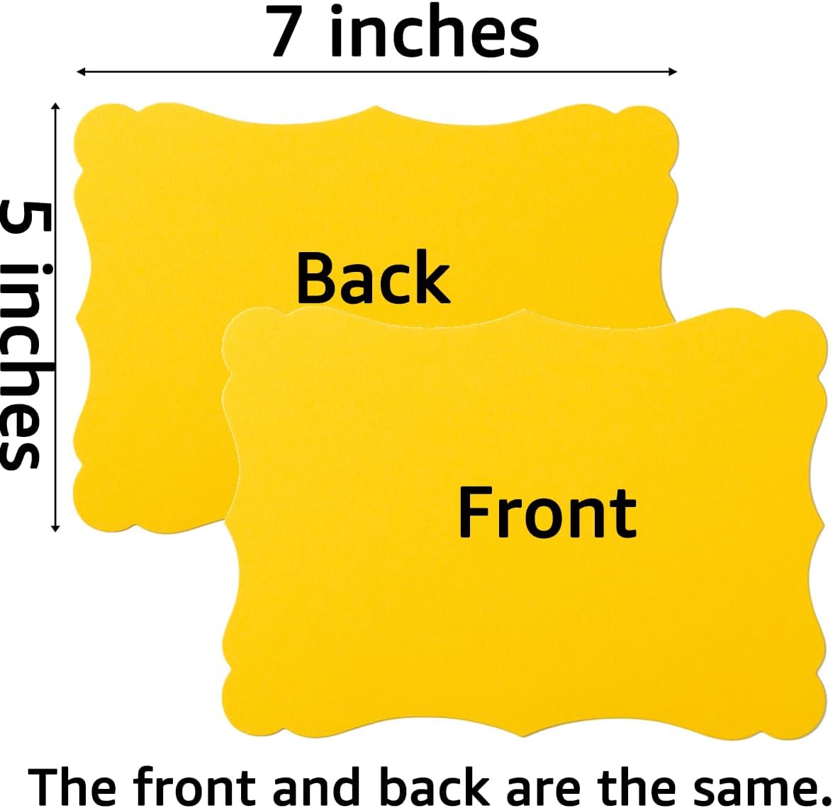 50 Pack Blank Kraft Cards Cardstock Thick Paper Brown Greeting Cards for DIY Gift Card Menus, Baby Shower and Wedding Invitations (Yellow, 5 Colors, 5x7IN)