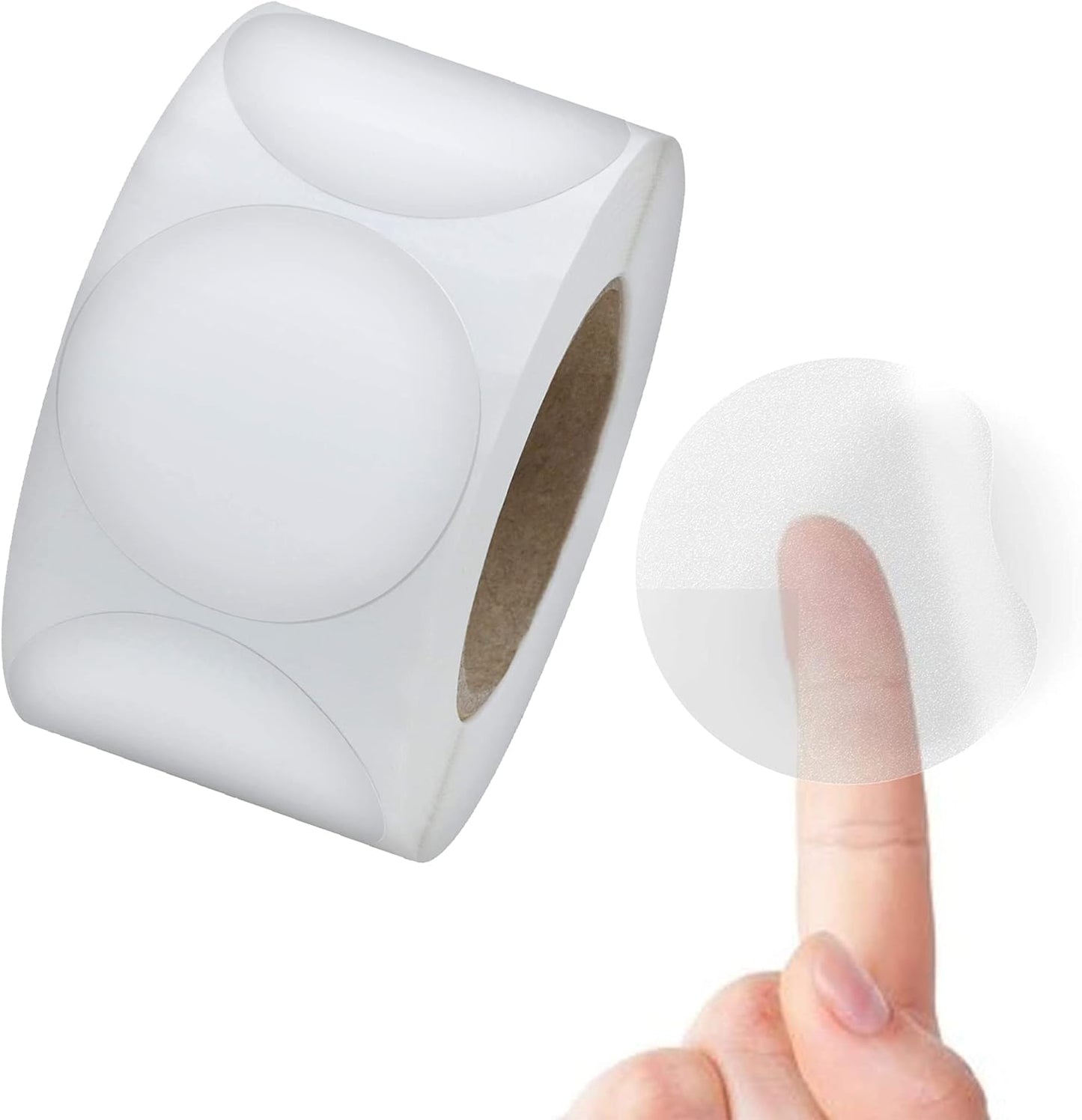 Performore Crystal Clear Transparent 2" Round Stickers, Envelope Tab Sealer and Retail Package Round Clear Seal Labels Self Adhesive, 1000 Stickers Per Roll