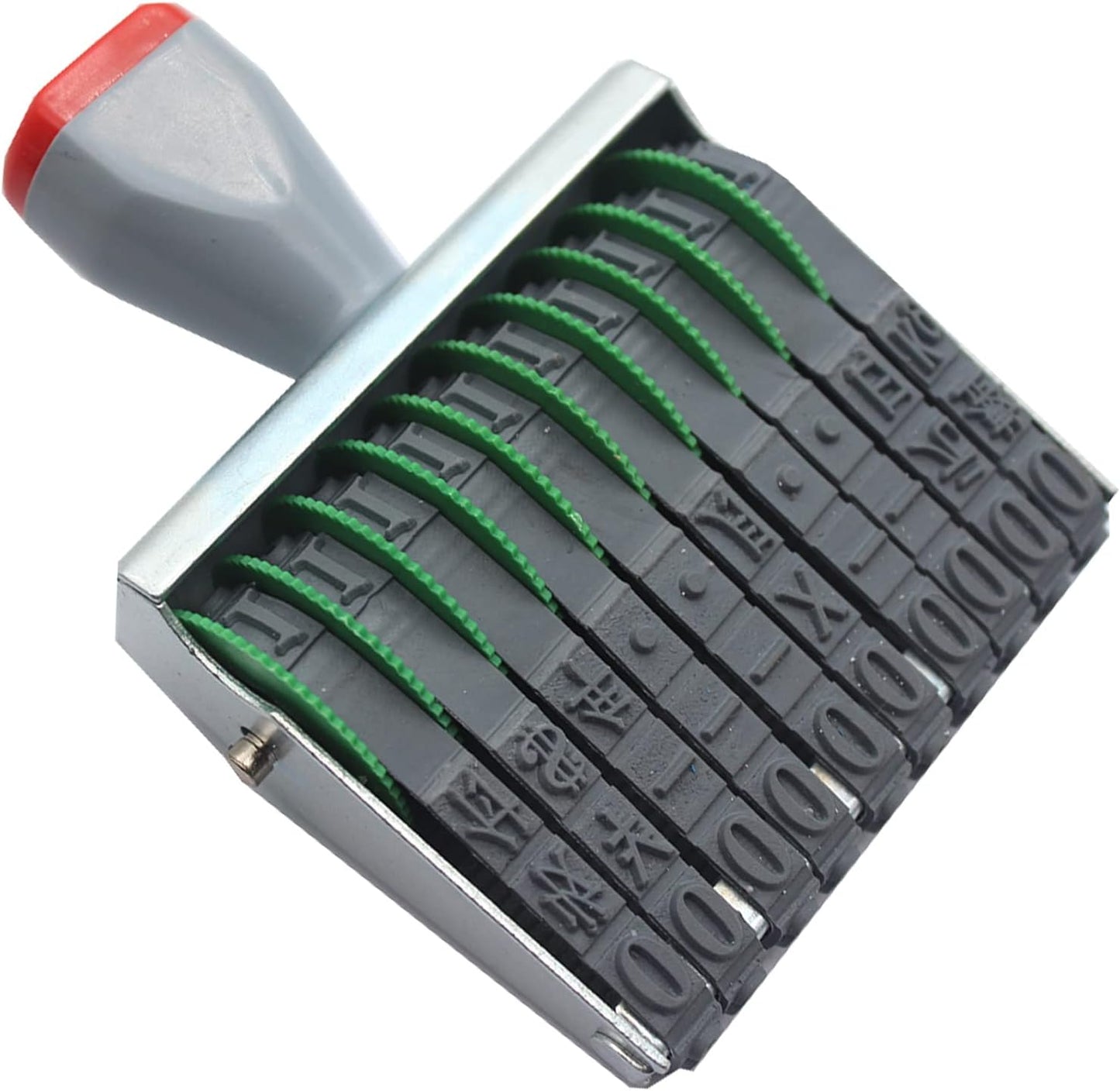 Business Stamps,ZENG 10 Digit Changeable 0-9 Numbers and Symbol Numbering Stamp,Date Stamp,Rubber Stamp,Ink Stamps,Imprint Size 67 x 7 mm-Gray Red Multicolor Blend