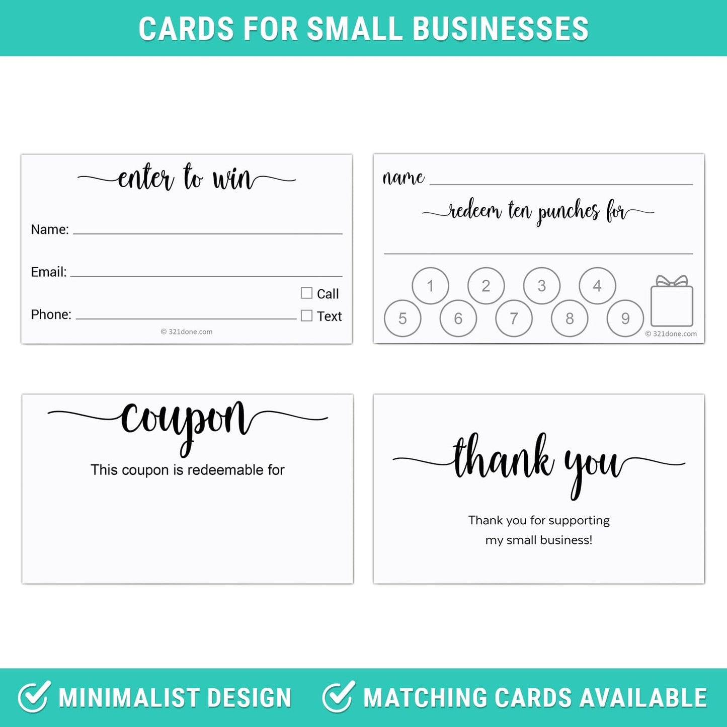 321Done Refer a Friend Card, Made in USA - 3.5x2 White, Customer Referral Discount Cards, Reward for Small Business Referrals Salon Spa - Set of 50