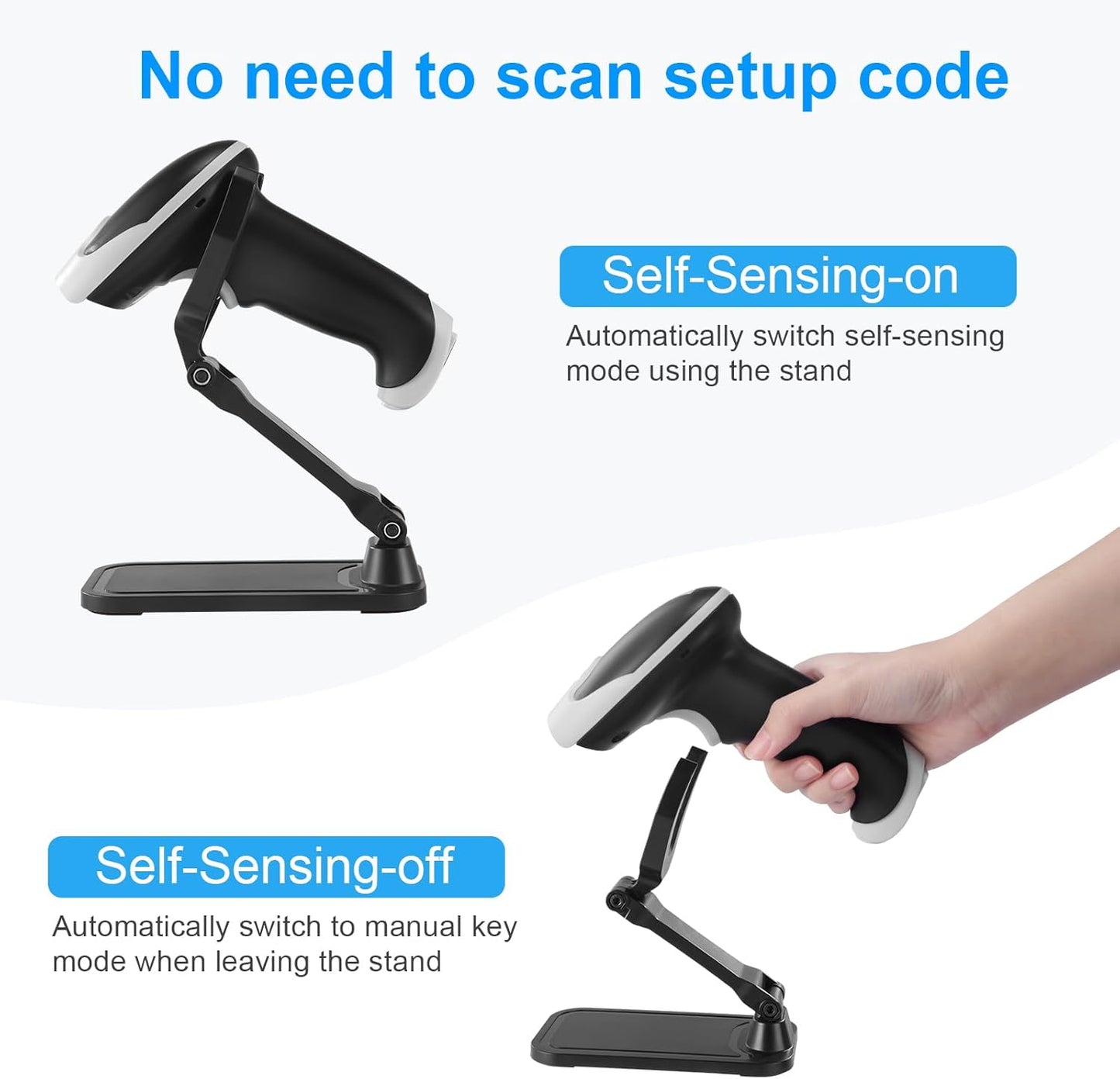 Barcode Scanner Bluetooth, Wireless Barcode Reader with Stand 3 in 1 Bluetooth & 2.4G Wireless & USB Wired Connection Handheld 1D&2D&PDF417 QR Code Scanner Data Matrix Bar Code Scanners