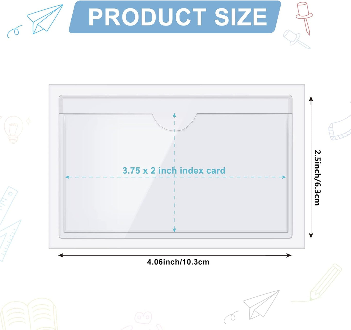 Chinco 50 Pack Clear Adhesive Pockets, Labels for Storage Bins, Plastic Self Adhesive Index Card Holder with Top Open for Organizing Bins Box Drawer(2.5 x 4.06 Inches)