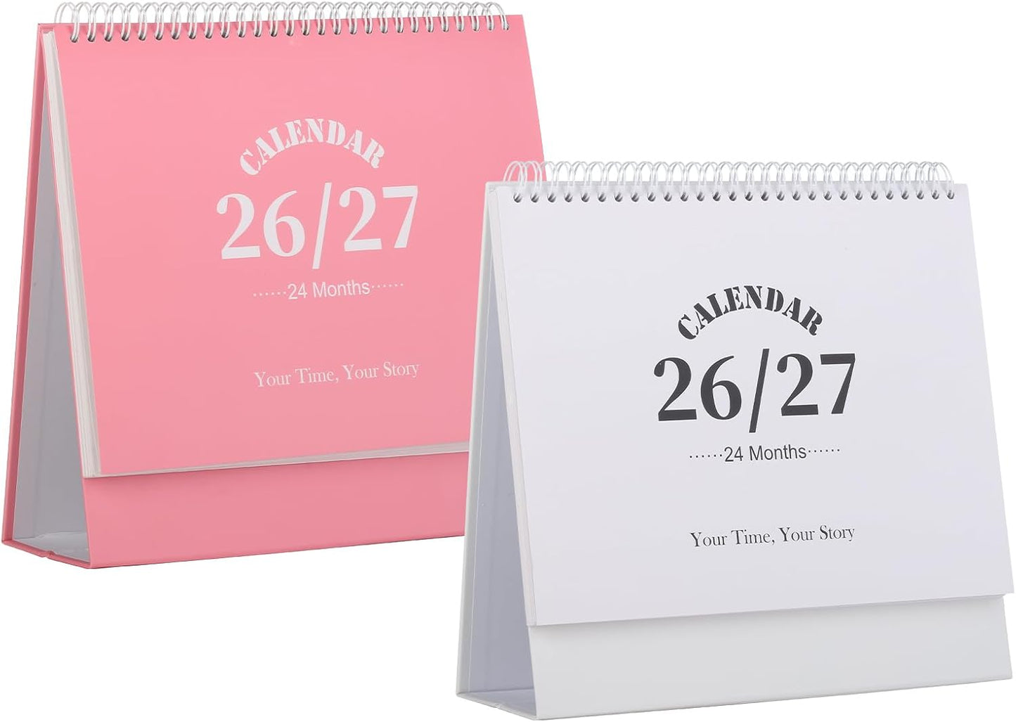 Desk Calendar 2026-2027, 2 Years Calendar Runs from Jan. 2026 until Dec 2027, Table Monthly Planner with Stickers for Home,Office,School Organization(L-Pink+White,9.8" x 9.6")