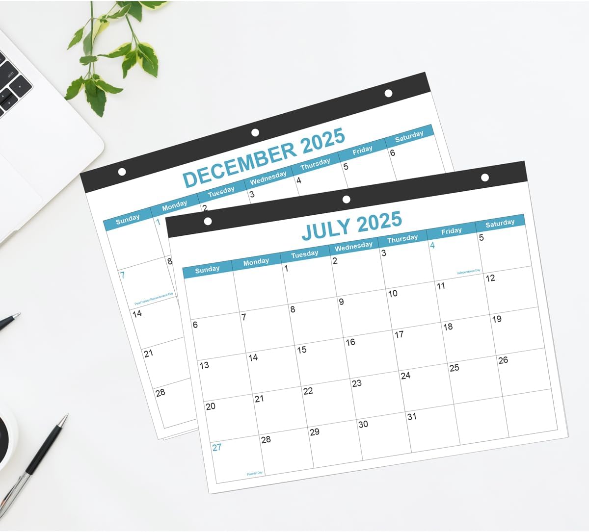 2025-2026 Calendar for 3 Ring Binder - Desk Calendar 2025-2026 from July 2025 - December 2026, 18 Months Calendar with Premium Paper, 3-Hole Calendar, 8.5" x 11", Blue