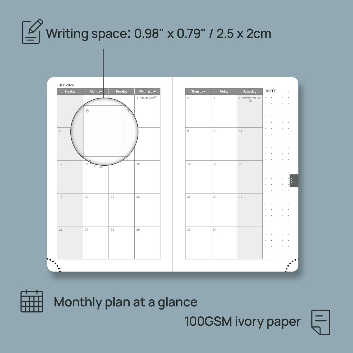 POPRUN 2026 Planner (Pocket Size 4''x 6.25'' Hardcover) - Small Calendar for Purse with Hourly Schedule & Vertical Weekly Layout, Monthly Calendars, 100 GSM - Light Yellow