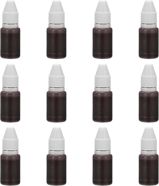 PATIKIL 0.33oz Refill Ink for Stamps and Ink Pads, 12Pcs 10ml Stamp Pad Ink Refill for Office Stamp Self Inking Stamp Date Stamp Scrapbooking, Brown