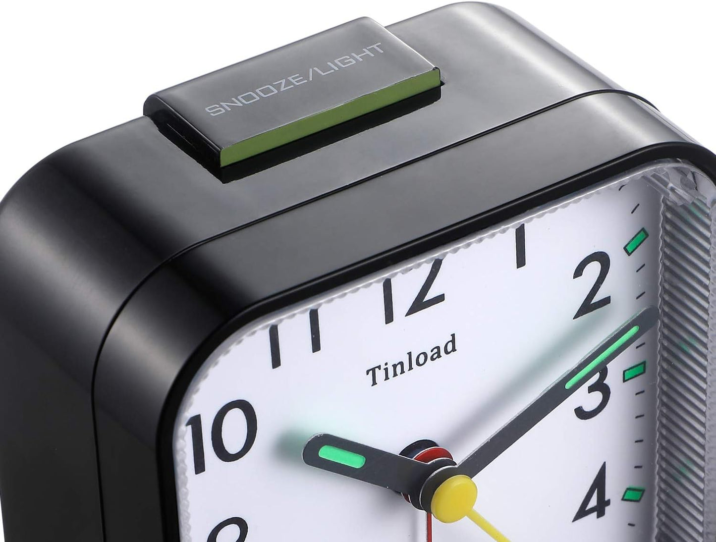 Small Battery Operated Analog Travel Alarm Clock Silent Non Ticking, Gentle Wake, Ascending Beep Sounds, Snooze,Lighted on Demand, Easy Set(Black)