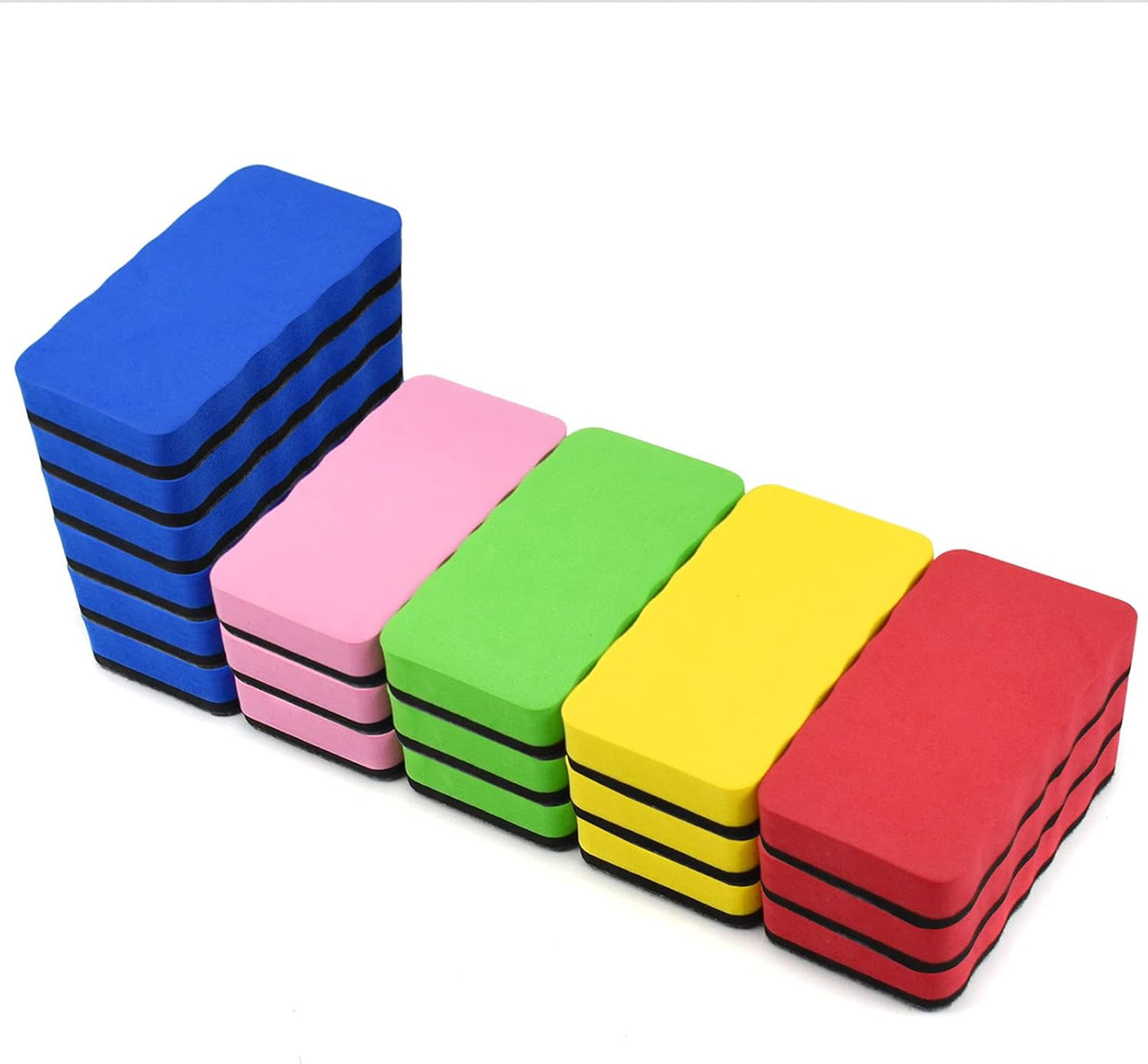 Dry Erase Erasers, Eeoyu 18 Pack Magnetic Whiteboard Dry Erasers Chalkboard Cleaner Wiper for Kids and Classroom Teacher Supplies Home and Office, 5 Colors