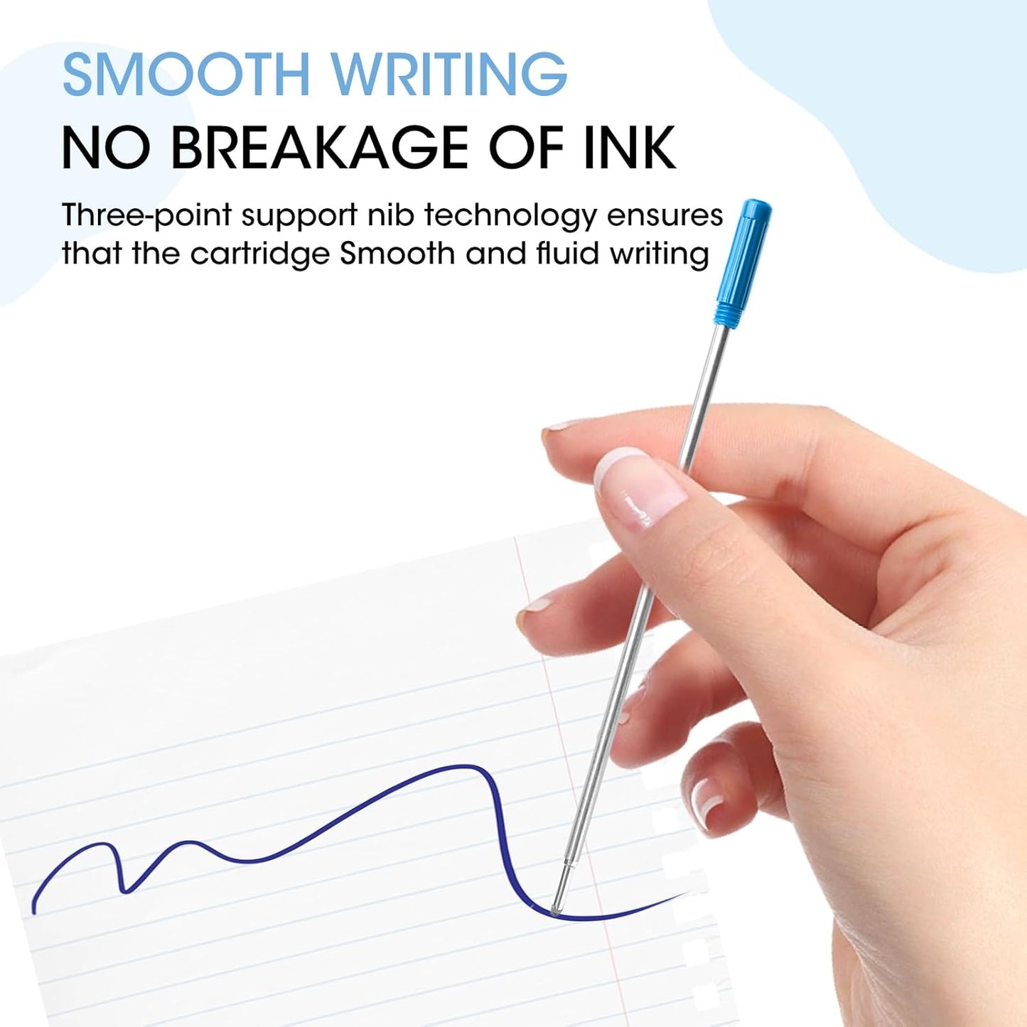 0.7 mm Ballpoint Ink Twist Pen Refills, 15 Pcs Medium Point Metal Smooth Writing Replaceable Ink Refill, Stationery Compatible for Cross Ballpoint Replacement (4.6in M) (Blue, 15)