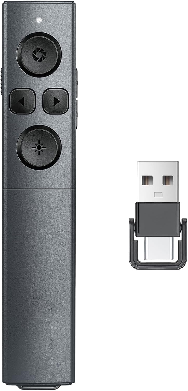 Presentation Clicker Wireless Presenter Remote Clicker, Clicker for Powerpoint Presentations,2-in-1 USB A/USB C Powerpoint Clicker for Google Slide Advancer & Volume Control, Presenter Remote for Mac