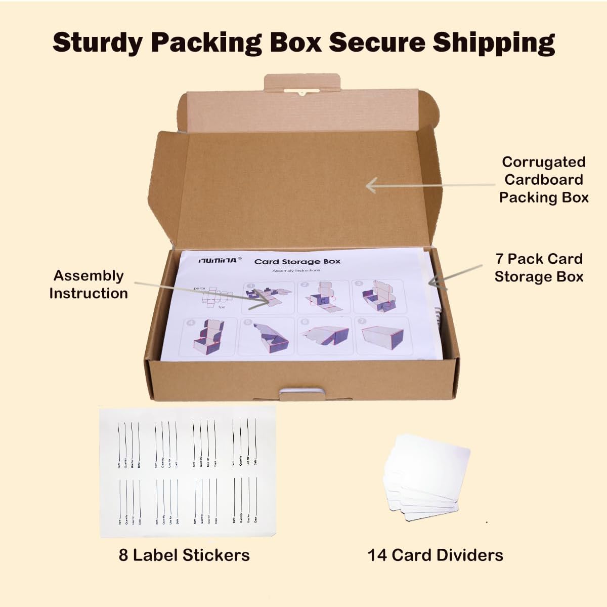 NUMINA 7 Pack 350 Small Card Storage Box, Heavy Duty Cardboard Game Card Organizer with Dividers for TCG, MTG, Sports & Trading Cards, Shipping Boxes for Collectors & Sellers