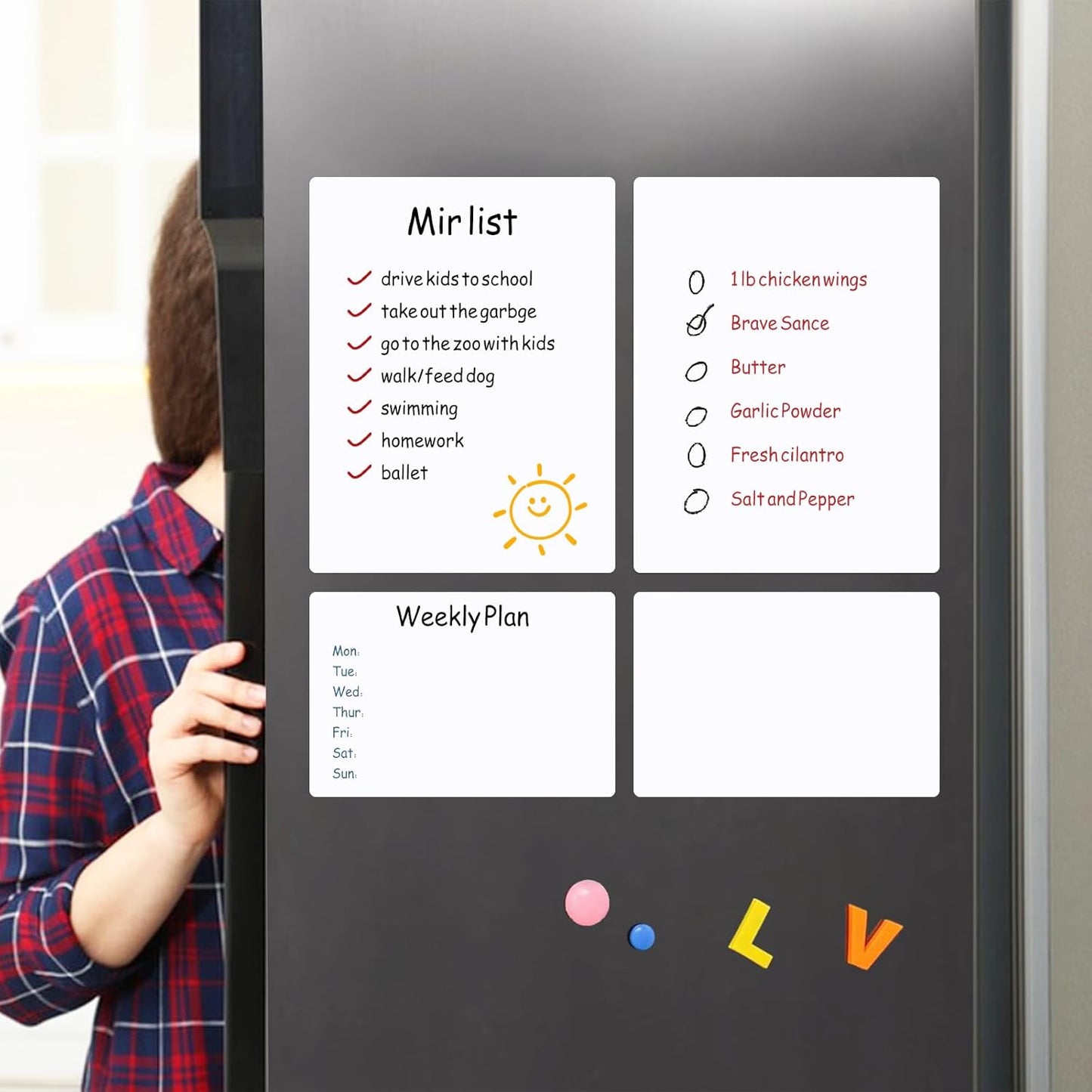 SVNOOC Multi-Use White Board Dry Erase Board Stickers for Wall Refrigerator Door Home Office Classroom, Reusable Lapboards, 8.5x11 inches, 3 Pack