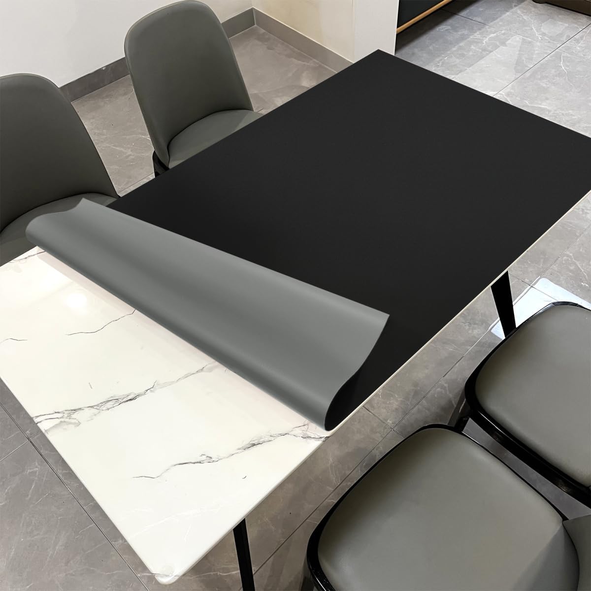 Leather Table Cover,1.8mm Thick,36x54 Inch Table Protector,Table Protector for Dining Room Table,Table Protectors for Rectangle Tables.(Black+Gray,36x54)