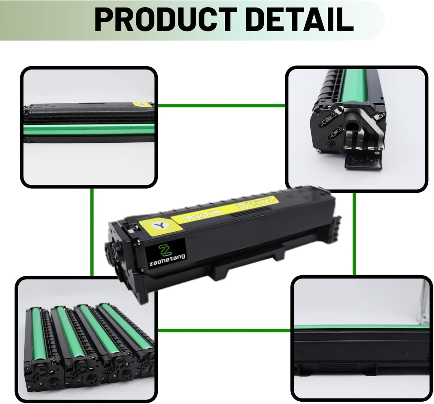 Remanufactured C230 C235 Toner Cartridge # 006R04386 Compatible for Xerox C235/DNI C230/DNI Color Multifunction Printer(Yellow)