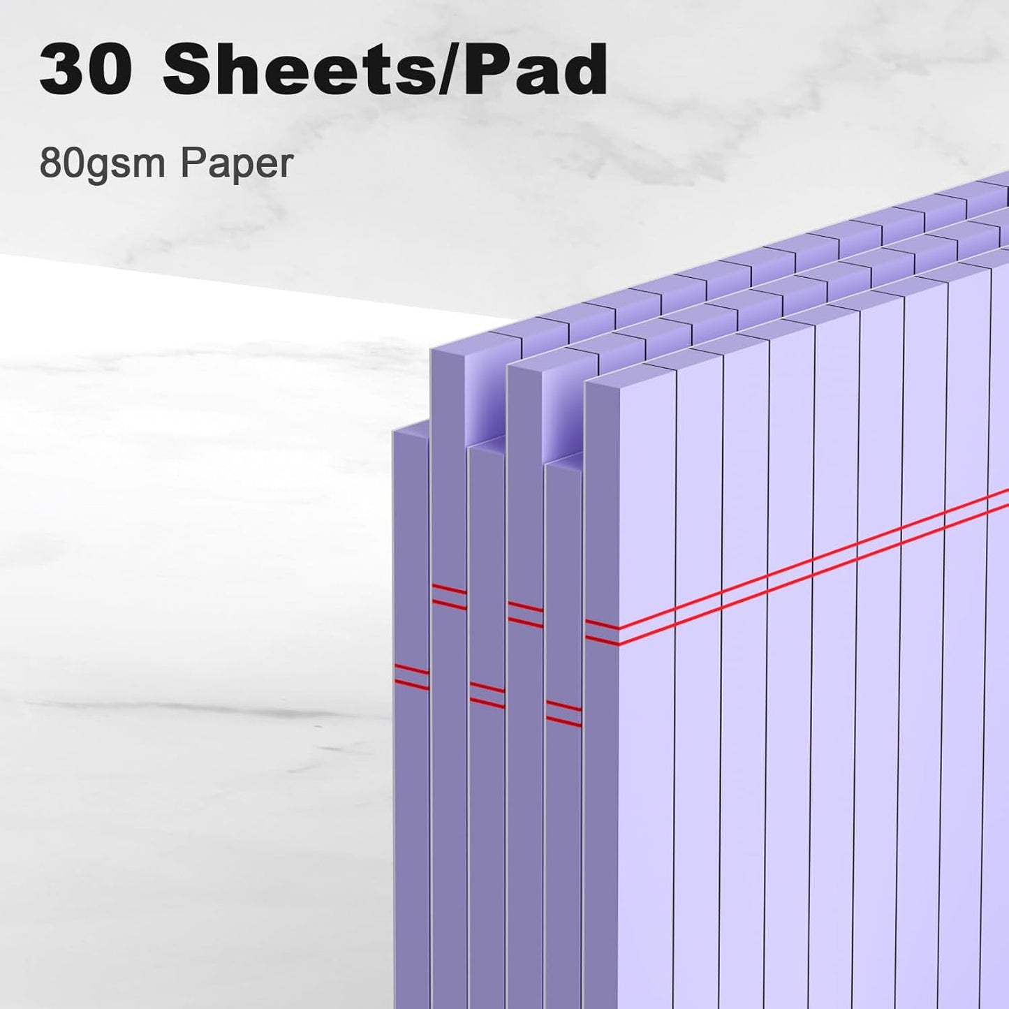 6pcs Small Legal Pad 5x8 College Ruled Purple Legal Pads Notepads 6 Pack Study Back Writing Pads 5 x 8 Perforated Narrow Ruled Pads of Paper Purple