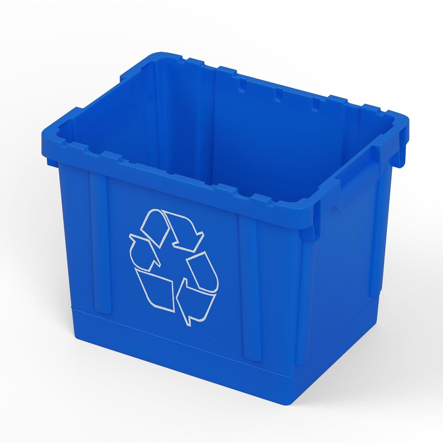 14 Gallon Rectangular Blue Recycling Bin | Inside Outside Curbside | Stackable Box for Paper Plastic