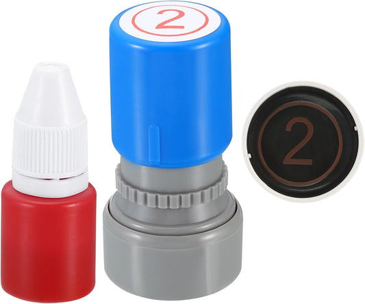 PATIKIL Number Stamps Self Inking, Numeral 2 Number Stamp Teacher Stamp Initial Stamp Ink Stamp for Class Notebook Scrapbooking DIY Craft Style 2, Red Ink