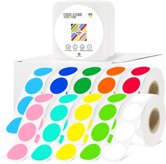 1 Inch Circle Dot Stickers 10000PCS Color Coding Thermal Labels Dots Writable Printable Small Round Stickers for Office, Classroom, Inventory, Garage, Organizing Storage, 10 Mixed Color