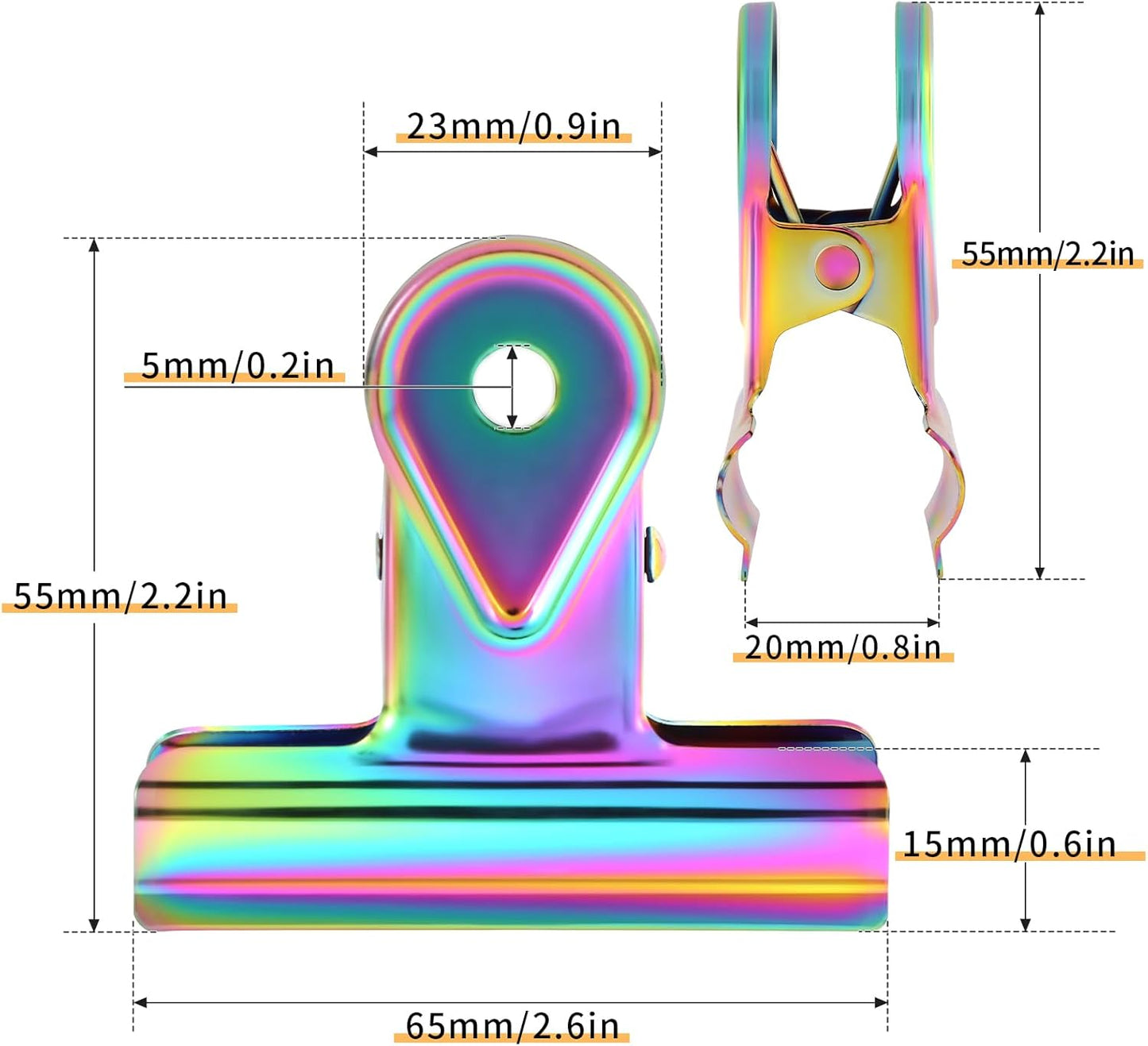 SIAMESE Bulldog Clips, 4 Pcs Binder Clips for Office & Kitchen, Multi-Purpose Binder and Food Bag Clamps for Sealing, Storage, Hanging (Rainbow Colors)