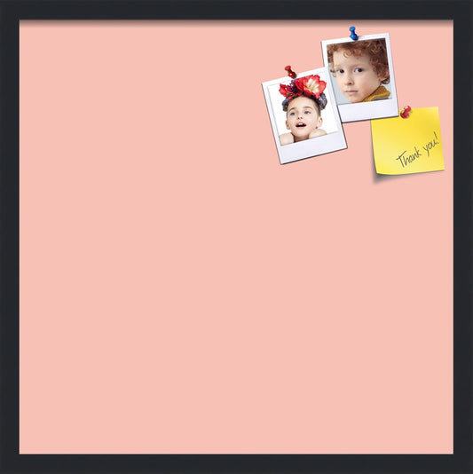 PinPix 22x22 Inch Cork Bulletin Board. This Decorative Framed Pin Board Comes with Pink Pastel Design and a Satin Black Frame. Ideal for Home Office Decor or Message Board (PinPix-1813)