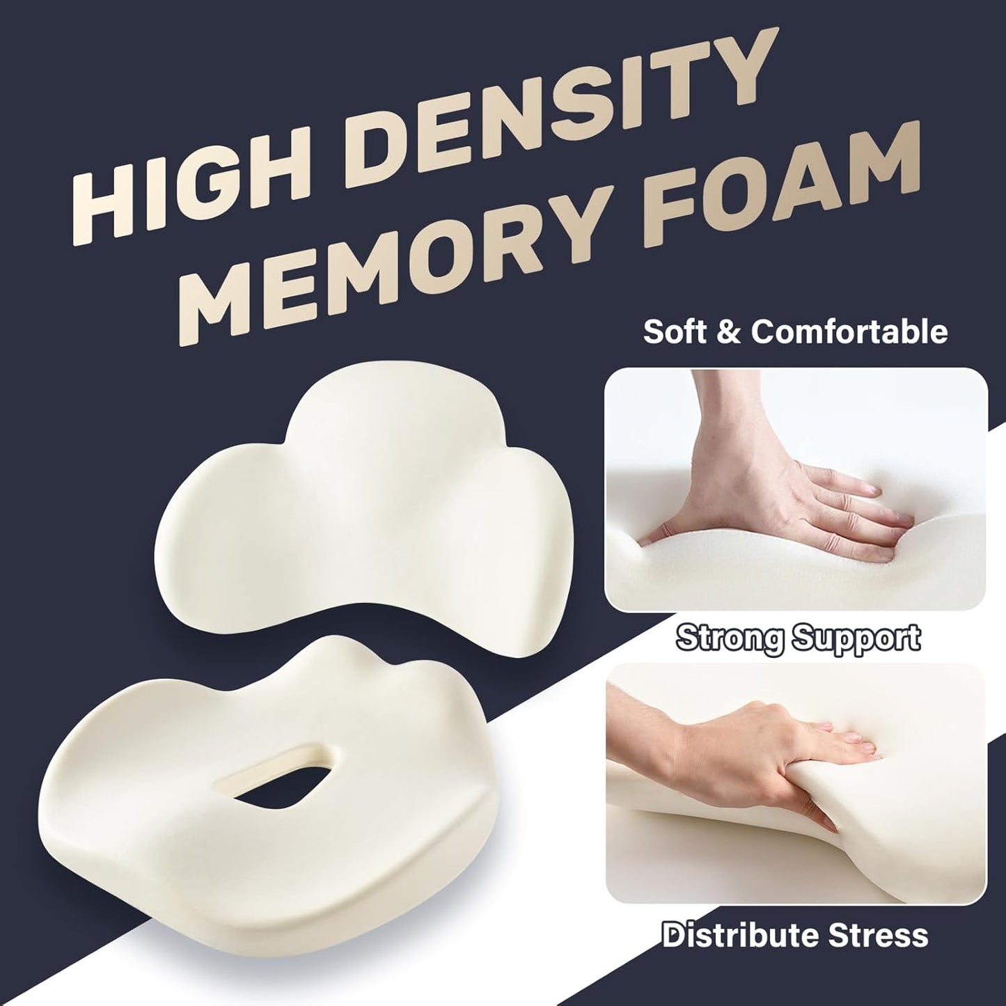 Coverado Seat Cushion and Lumbar Support Pillow for Car Office Chair, Ergonomic Memory Foam Desk Chair Cushion Back Support Pillow, Sciatica & Back & Tailbone Pain Relief Cushion-Pink