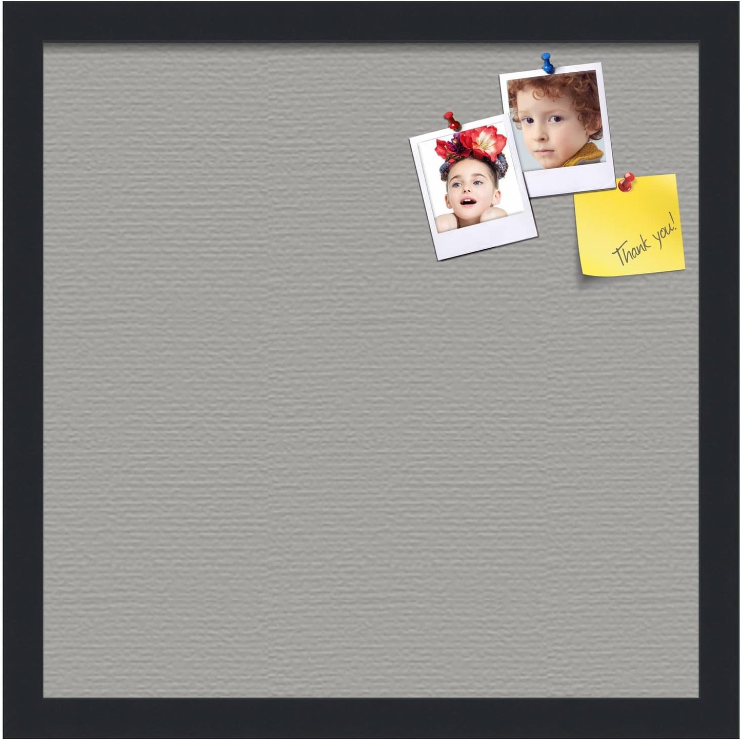 PinPix 16x16 Inch Cork Bulletin Board. This Decorative Framed Pin Board Comes with Dark Stone Design and a Satin Black Frame. Ideal for Home Office Decor or Message Board (PinPix-1808)