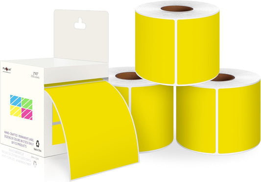 PARLAIM 3 X 5 Inch 1000Per/4Rolls Rectangle Inventory Color Coding Labels,Roll Square Label Stickers for Home (Yellow)
