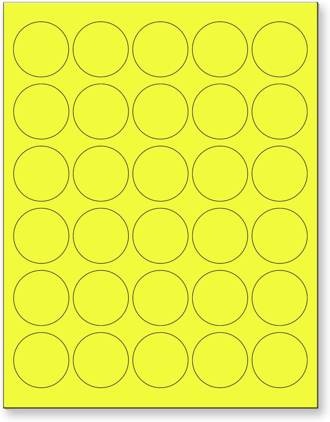 NextDayLabels - 8-1/2 x 11 Neon Color High Light Fluorescent Labels for Laser & Inkjet Printer (Yellow Fluorescent, 1.5" Round - 30 Per Page | 750 Labels)