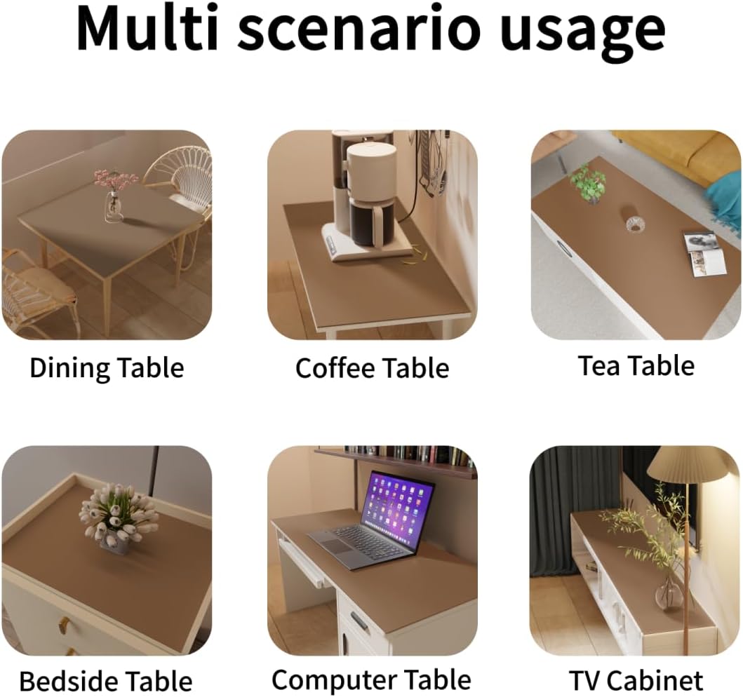 Dining Table Cover Protector for Dining Room Table - Can Be Used On Both Sides Waterproof and Easy to Clean Good Flatness Used for Dining Table(Mud Color+Champagne Gold 44x78)