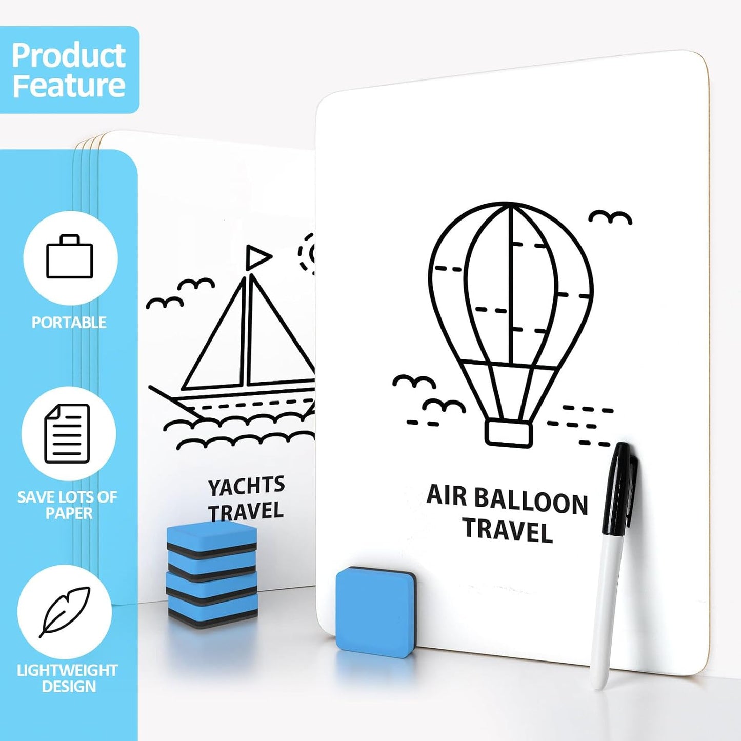 Dry Erase LapBoards, PANDRI 6 Pack Double Sided 12.5 x 9 Inch Whiteboards with 6 Erasers and 6 Markers, Dry Erase Boards for Office Students Classroom Teacher Supplies