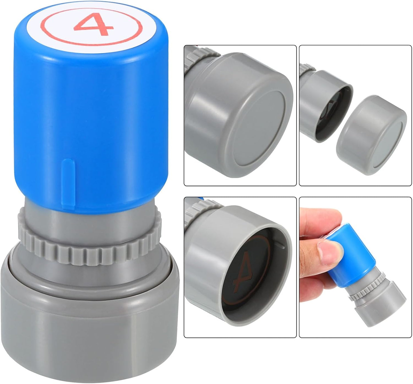 PATIKIL Number Stamps Self Inking, Numeral 4 Number Stamp Teacher Stamp Initial Stamp Ink Stamp for Class Notebook Scrapbooking DIY Craft Style 2, Red Ink