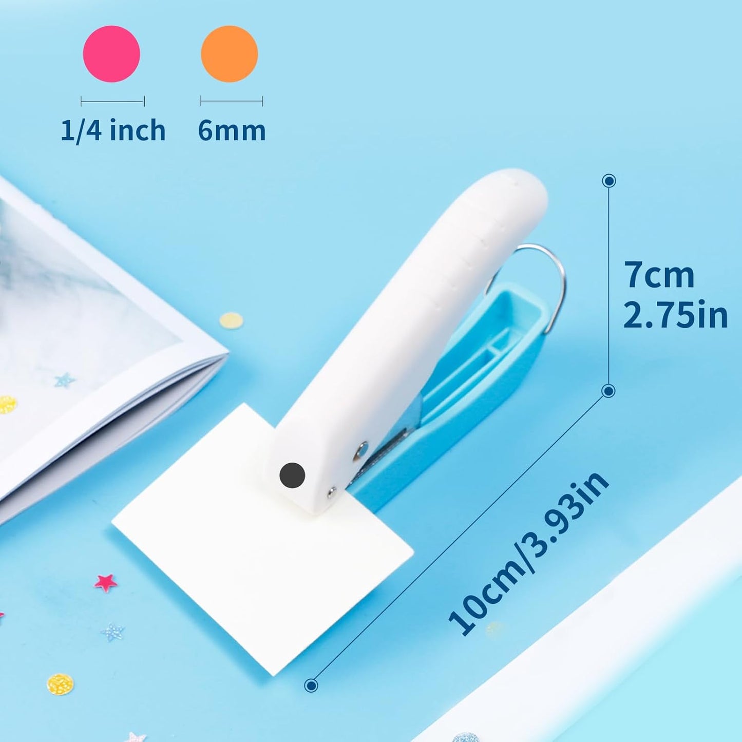 UCEC Single Hole Punch 1/4” Circle Paper Hole Puncher, One Hole Handheld Puncher, A Crafts Easy Punching Small Hole Puncher for Craft Paper Tags Clothing Ticket DIY Scrapbook Tool