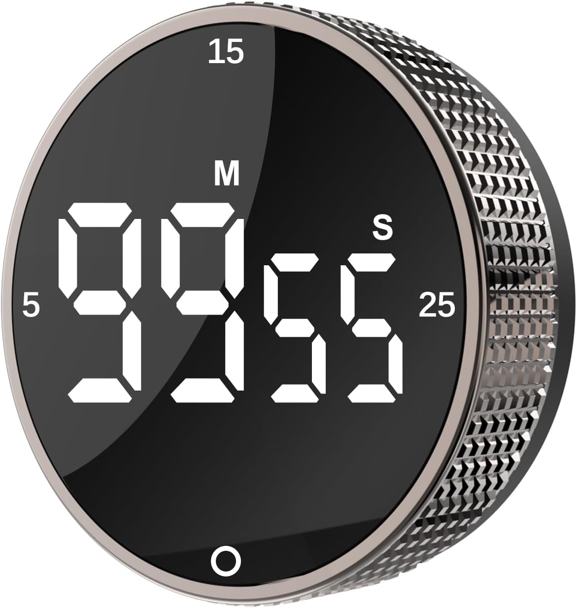 Upgrade Digital Kitchen Timer - Magnetic Countdown Countup Visual Pomodoro Timer with Large LED Display, 3-Preset Times (5, 15, 25), 3 Volume Levels, Ideal for Cooking, Baking and Fitness (1, Tarnish)