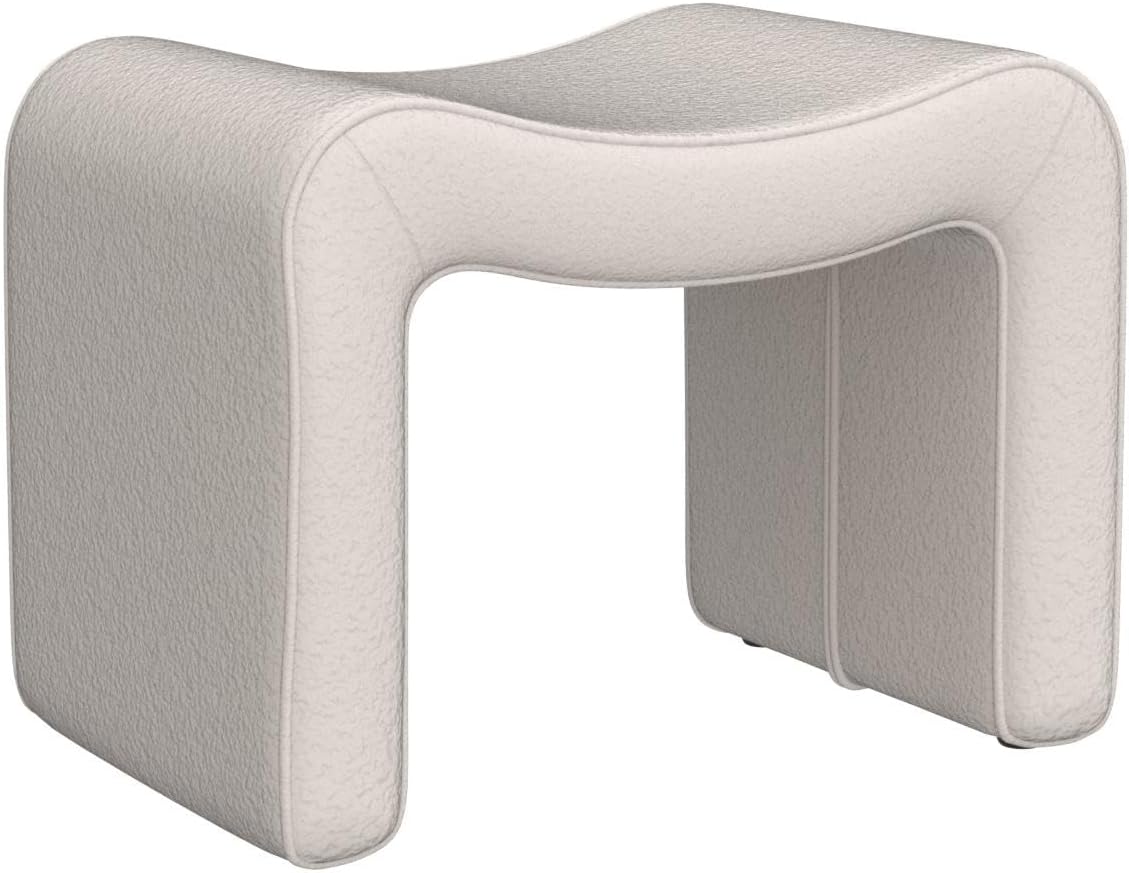 Large Footstool Ottoman, Multi-Functional Modern Foot Stool, Sofa Footrest Extra Seating for Living Room, Entryway, Hallways and Bedrooms, Large, White