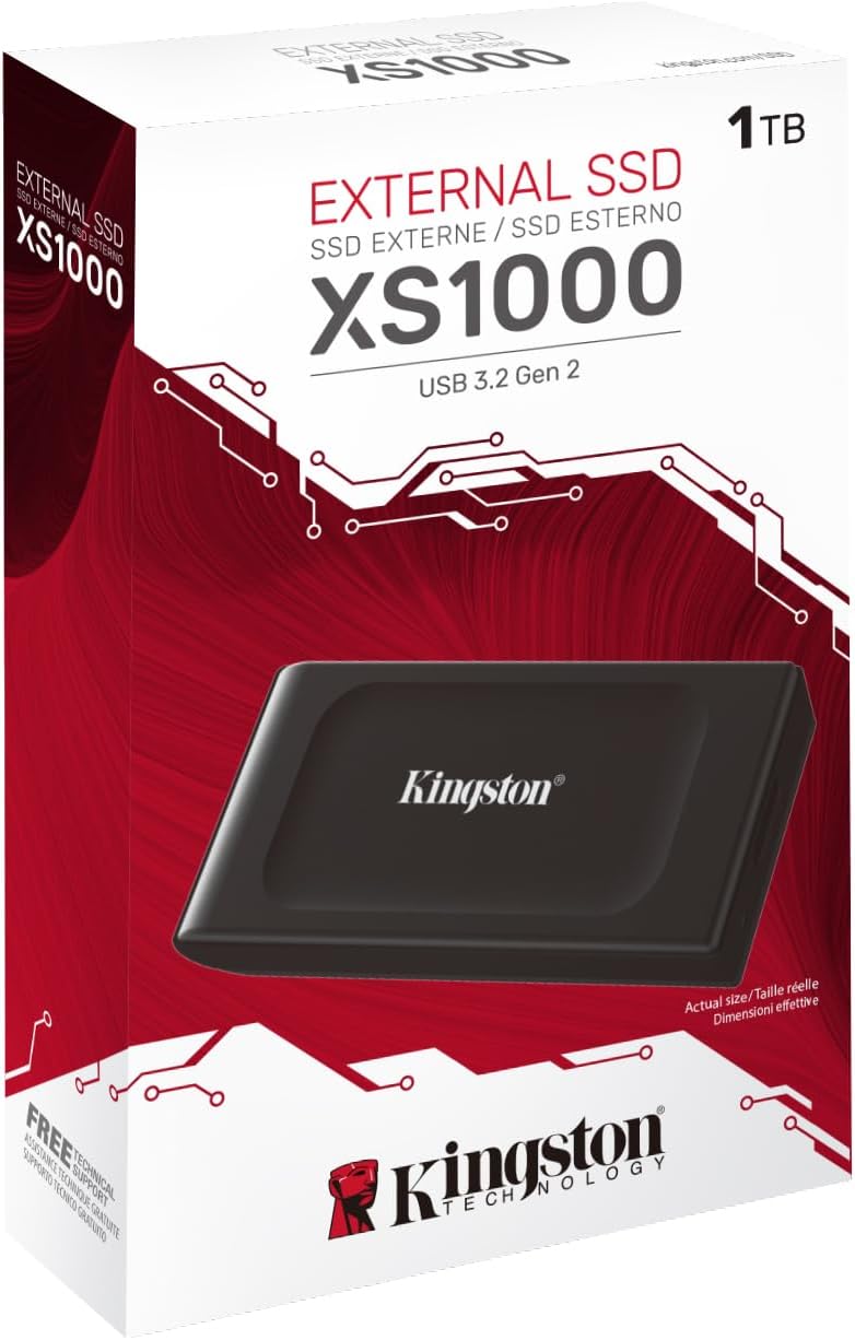 Kingston XS1000 1TB SSD | Pocket-Sized | USB 3.2 Gen 2 | External Solid State Drive | Up to 1050MB/s | SXS1000/1000G