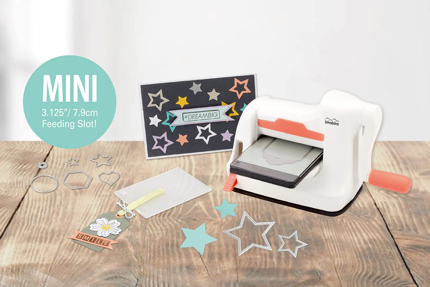 Bira Die Cutting & Embossing Machine Combo, Starter Kit, Mini Die Cut Machine, 3 1/8" Feeding Slot for 3" Paper and Other Materials