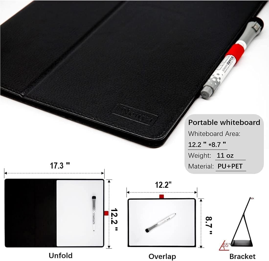 Desktop Dry Erase Board,12" X 9" Small White Board,Portable whiteboard with Stand, Marker and Eraser Wipe, A4 Notebook White Board Easel for Kids Drawing on Desk, for Students Shool (Black) (Black)