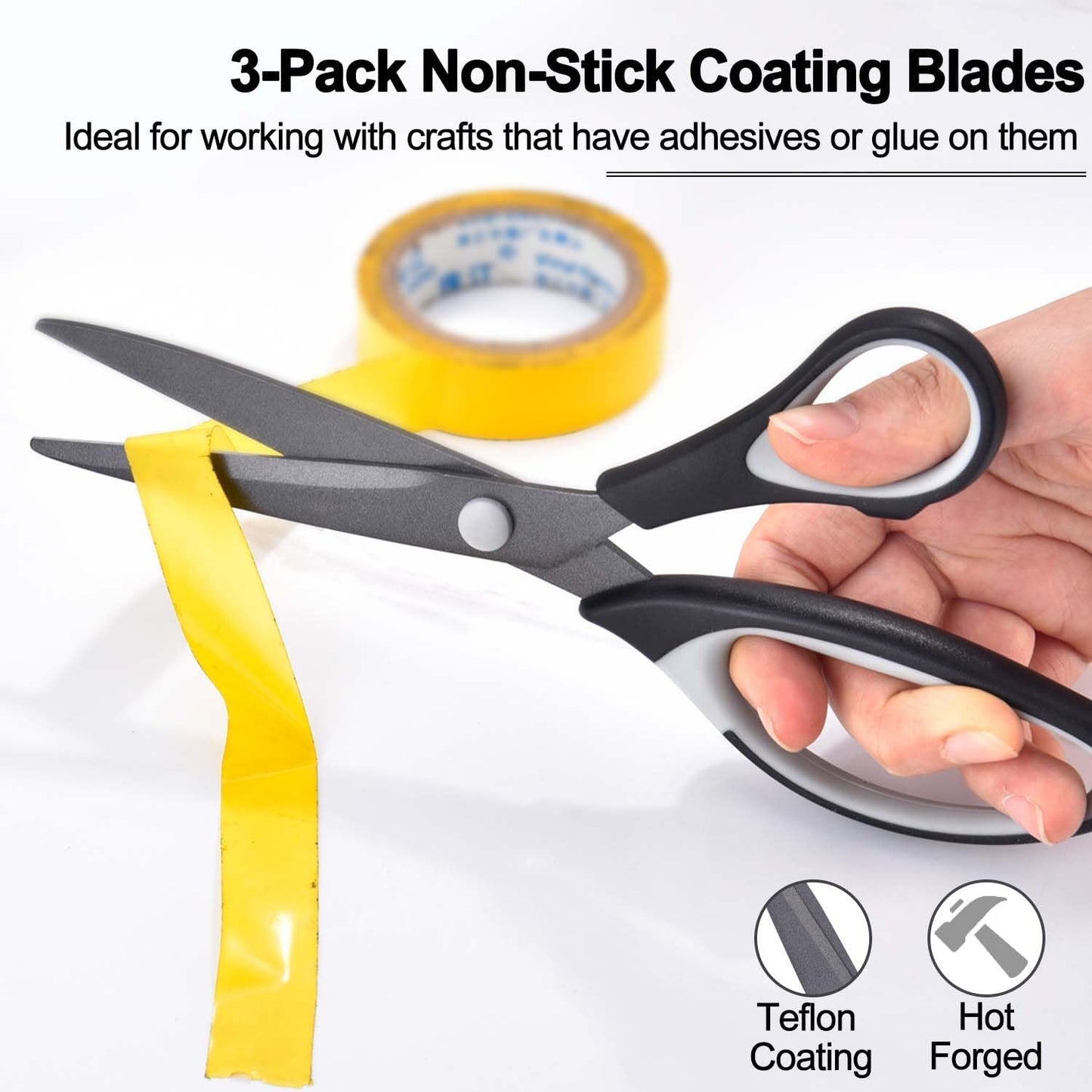 8.5" Scissors Bulk Set of 12-Pack, Sharp Scissors all Purpose Heavy Duty, Non-Stick and Titanium Coating Blade, Multipurpose Shears for Office Home School Sewing Fabric DIY Craft Supplies